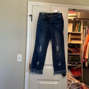 L&B Brand Frayed Boyfriend Dark Wash Jeans Size 12